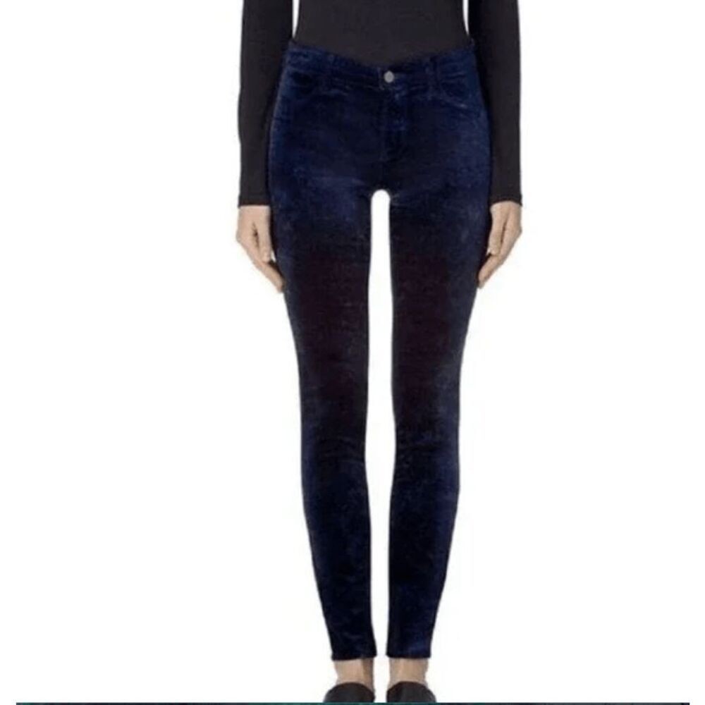 J Brand Super Skinny Cali Blue Velvet Pants Leenah Trousers Zip Fly Size 26
